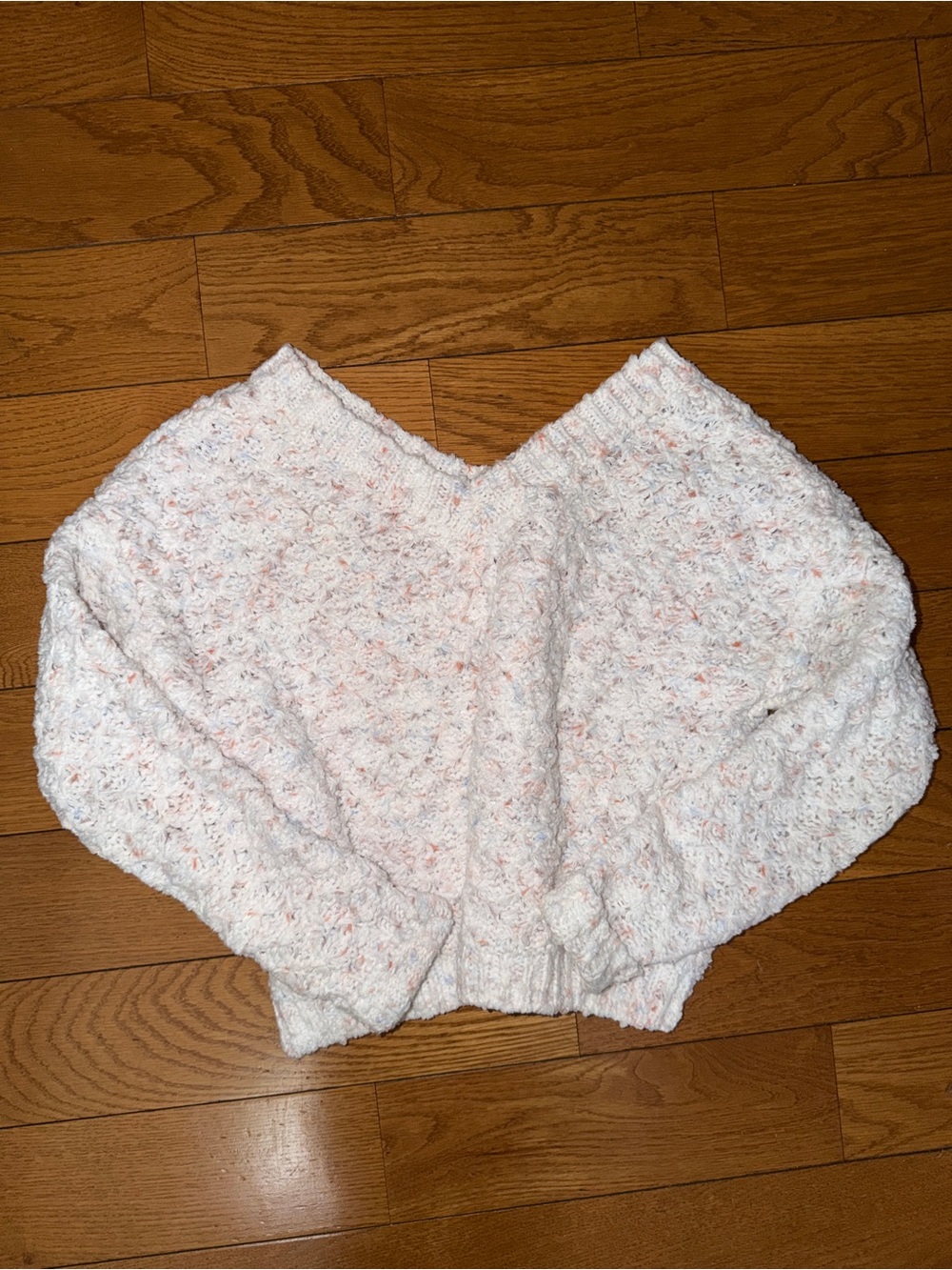 Cozy Cream Flecked V-Neck Women's Sweater